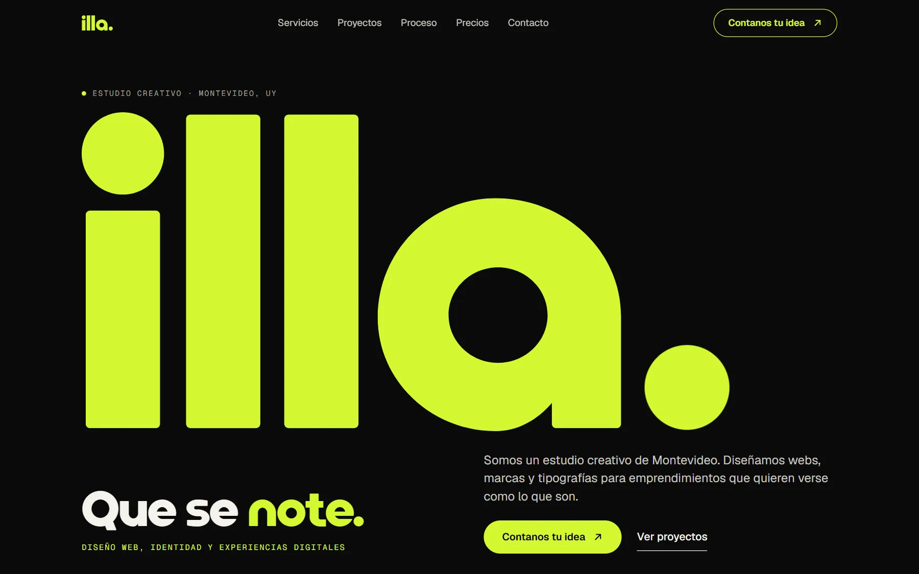 Identidad de illa.: logo en lima sobre negro