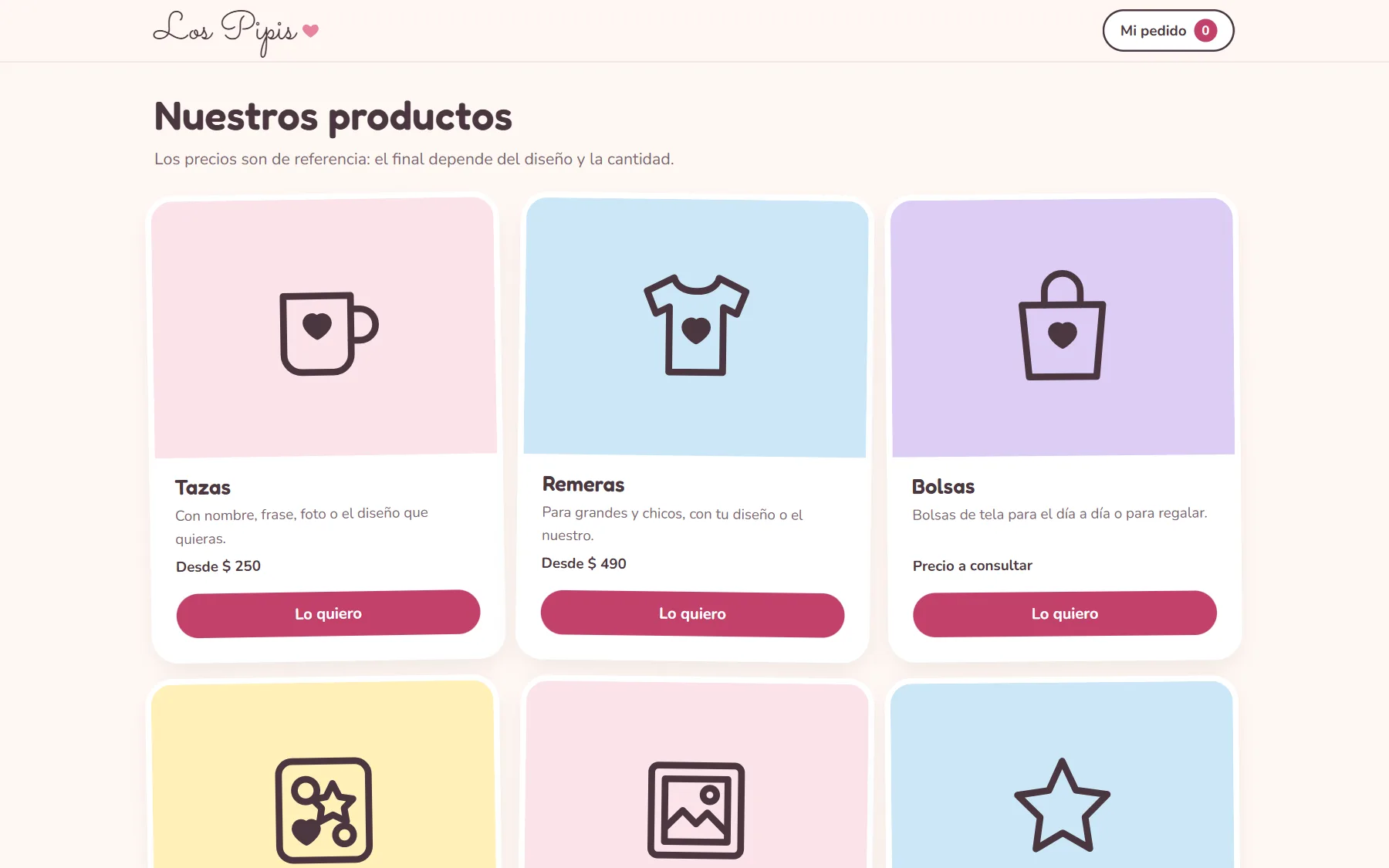 Catálogo en computadora, con precios desde